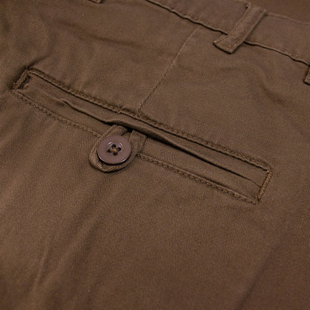 Men’s Brown Cotton Stretch Chino Pant with straight-leg fit, button and zip fastening, front hand pockets, and rear buttoned pockets in a cotton-elastane blend.