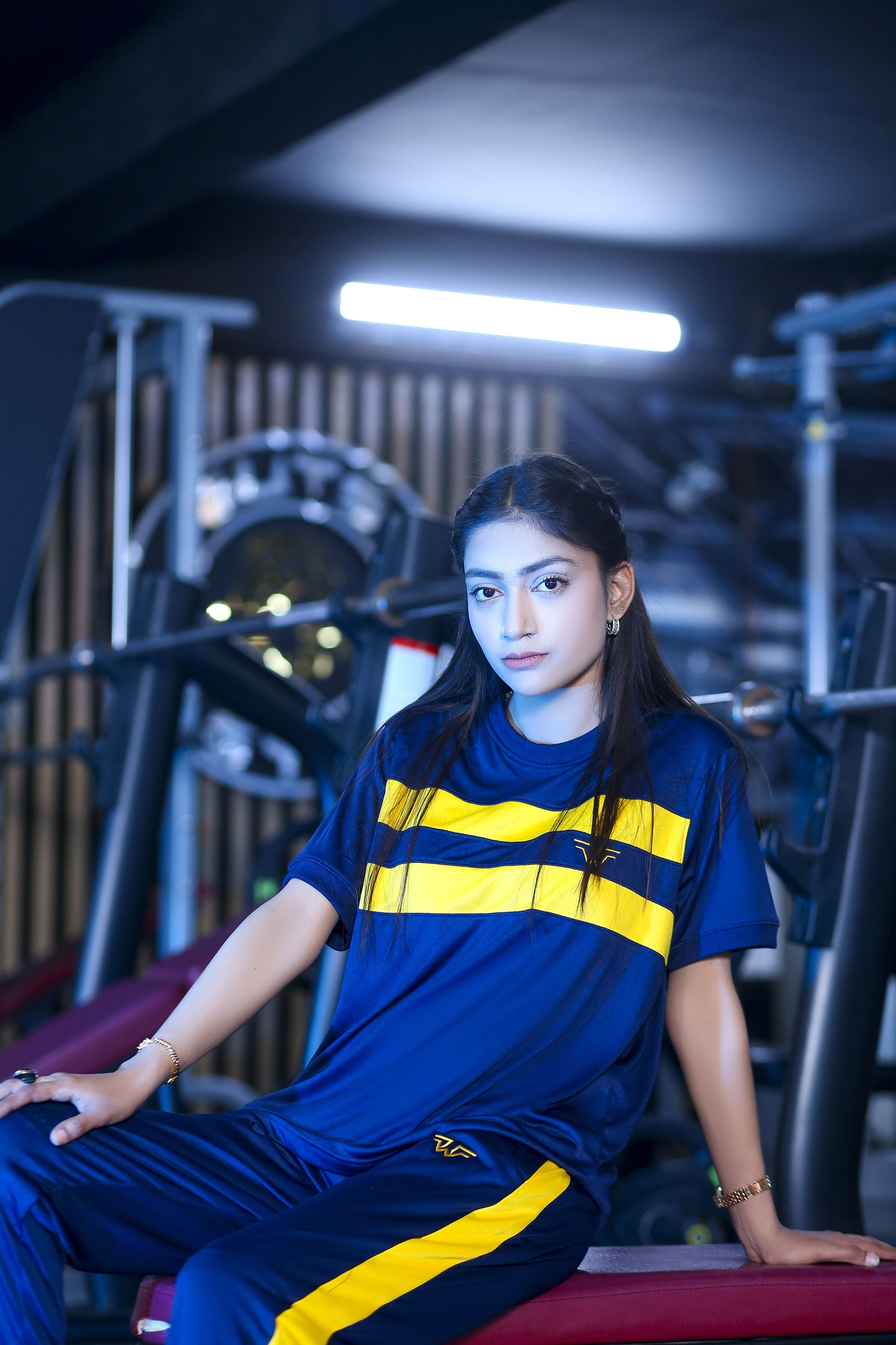 Navy & Yellow Athletic Regular Sportswear Tracksuit PSW-9166