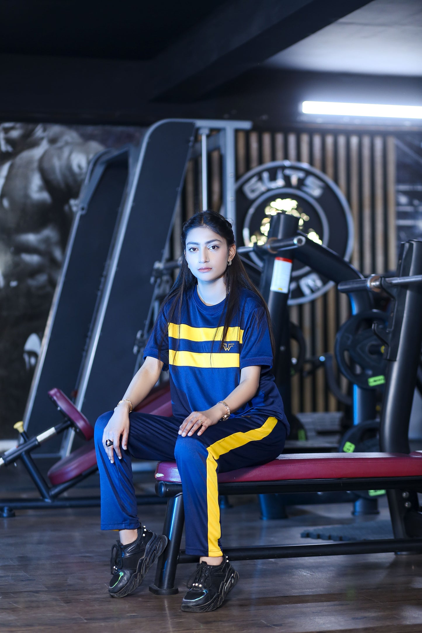 Navy & Yellow Athletic Regular Sportswear Tracksuit PSW-9166