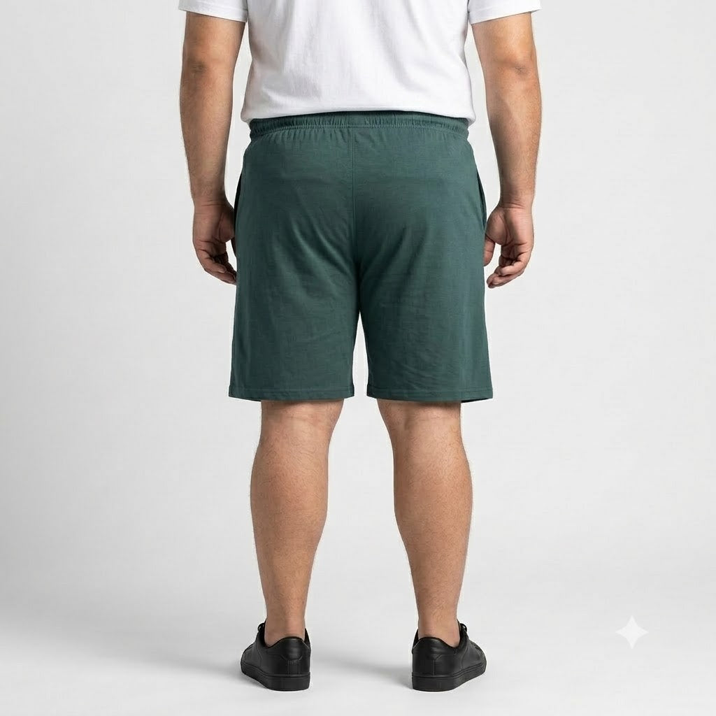 Teal Green Elastic Waist Jersey Shorts PSM-11339