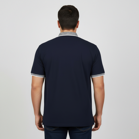 Navy Plus Size Pique Polo Shirt with Pocket PSM-10844