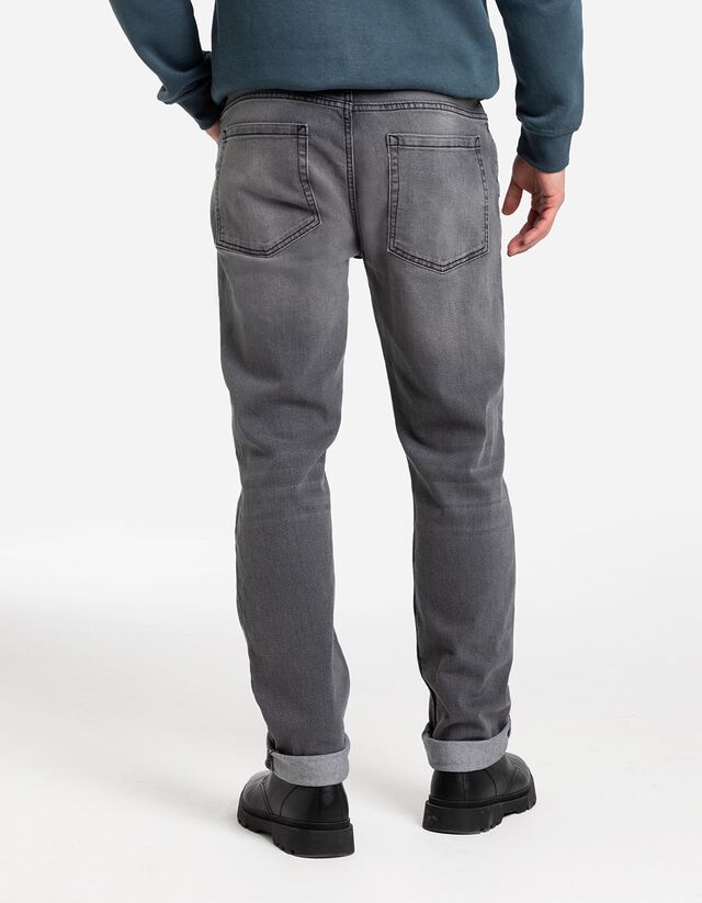 Grey Denim Slim Fit Straight Jeans PSM-9031