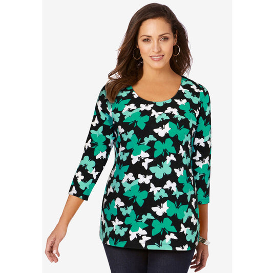 Aqua Sea Layered Scoop-Neck Tee PSW-8143