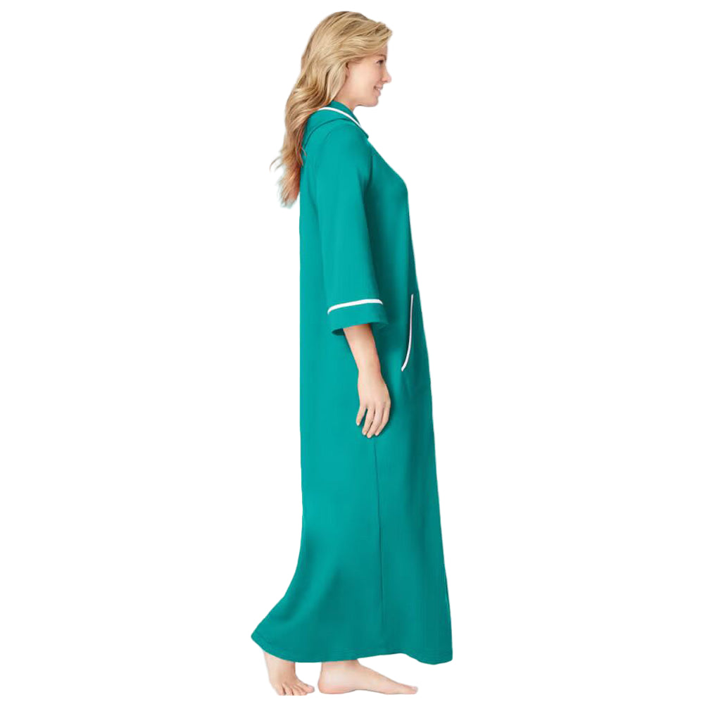 Flat-lay of Aquamarine Long French Terry Robe on neutral background