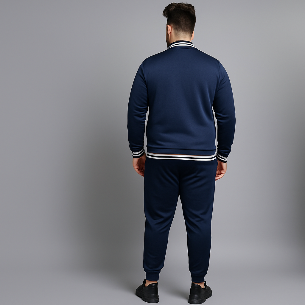 Athleisure Edge Navy Blue Plus-Size Tracksuit PSM-10200