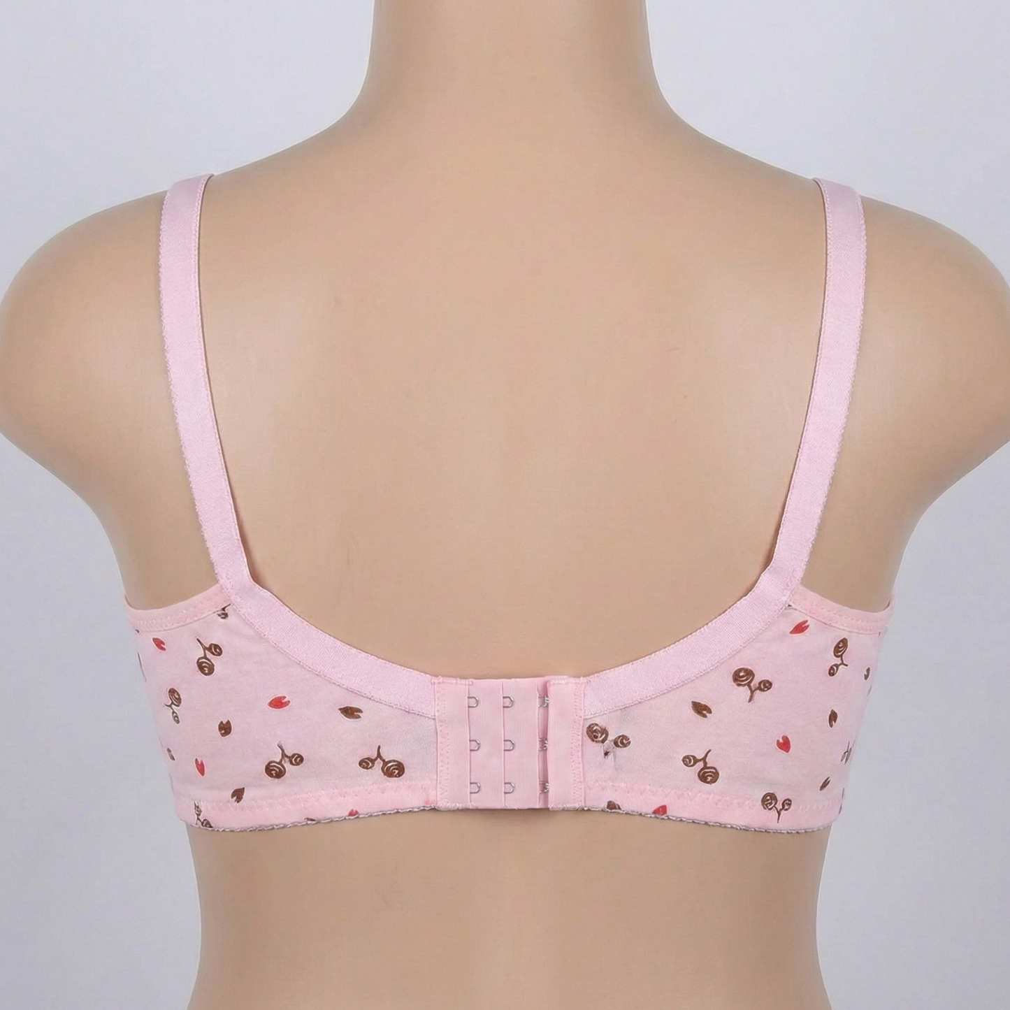Baby Pink Floral Mesh Print Plus Size Wireless Bra PSW-10817