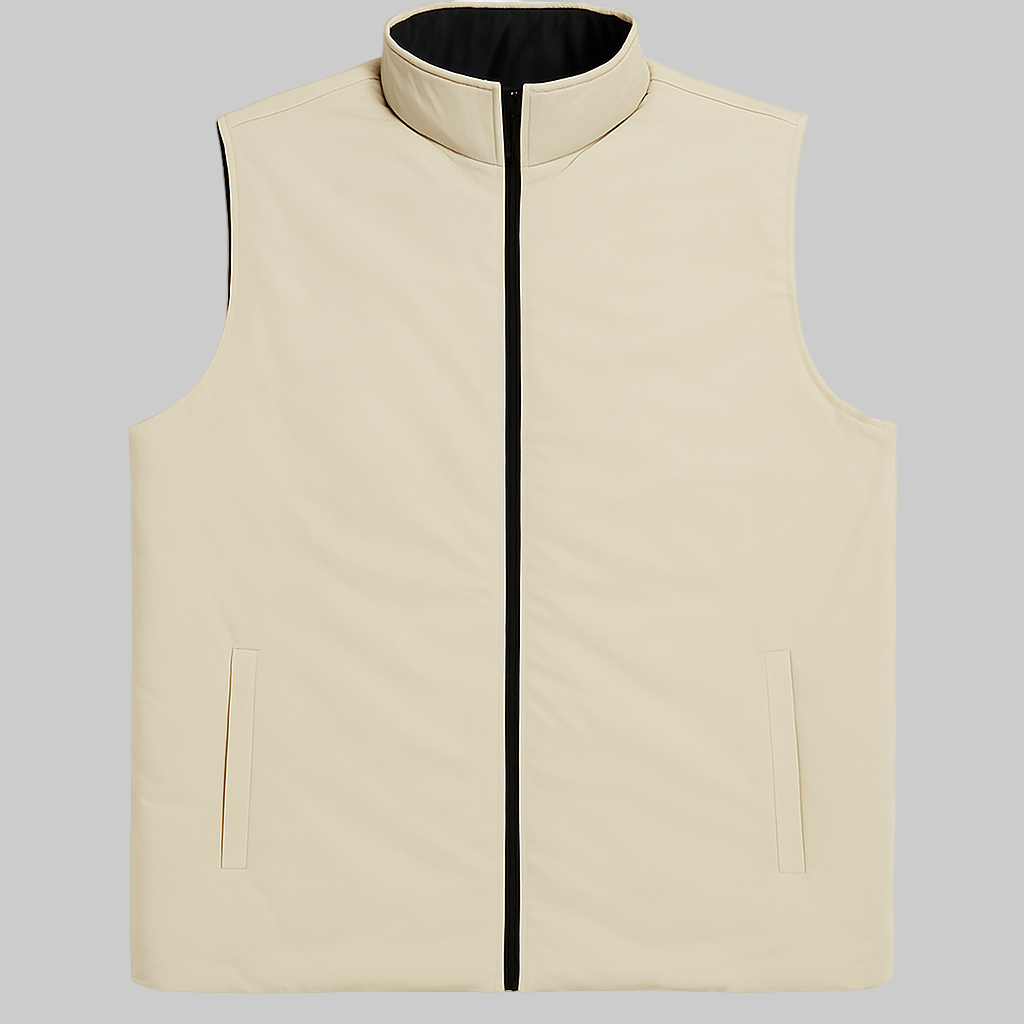 Beige Plus-Size Sleeveless Puffer Jacket PSM-9997