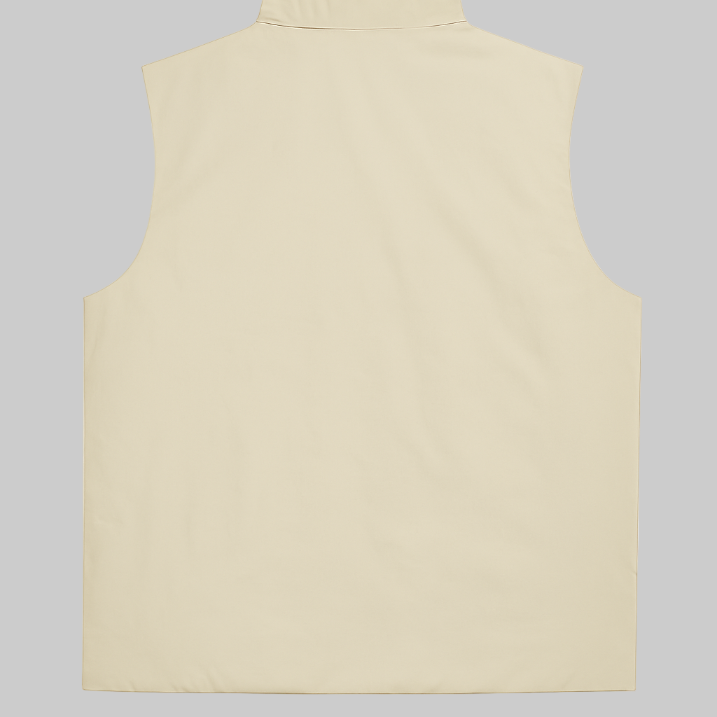 Beige Plus-Size Sleeveless Puffer Jacket PSM-9997
