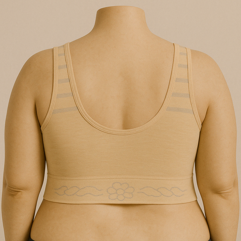 Beige Seamless Plus Size Bra with Heart Motif Band PSW-9398
