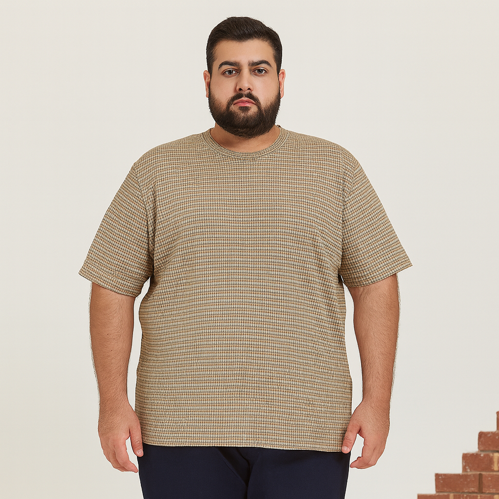 Shop plus-size thermal striped t-shirt for men (2XL–3XL). Soft thermal knit fabric keeps you warm and comfortable. Perfect for layering and casual wear.