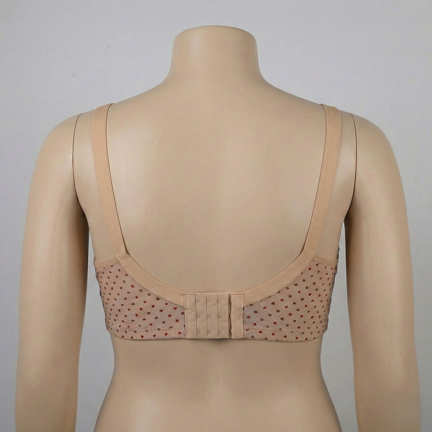 Beige Heart Print Plus Size Wireless Bra PSW-10806