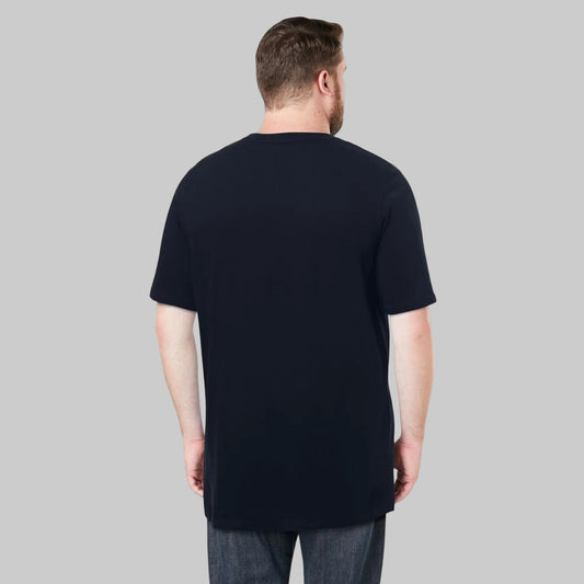 Plus-size Shrink-Less™ crewneck T-shirt with a relaxed fit, durable taped seams, and shrink-resistant fabric for lasting comfort