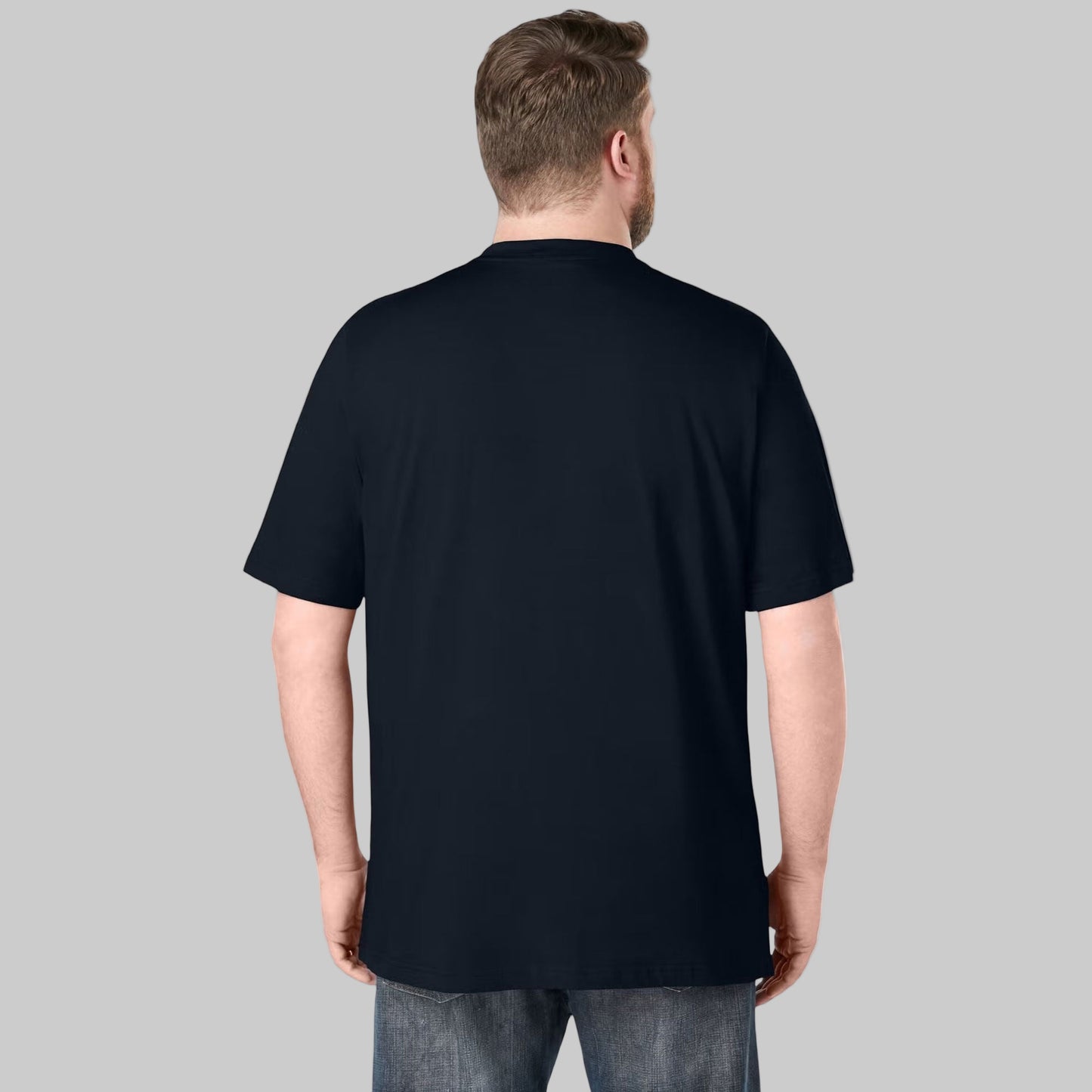 Black Henley T-Shirt for big & tall men with 3-button placket and relaxed cotton fit