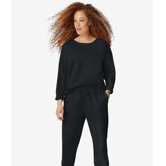 Close-up of ribbed cuffs and fleece texture on Black Sweatshirt