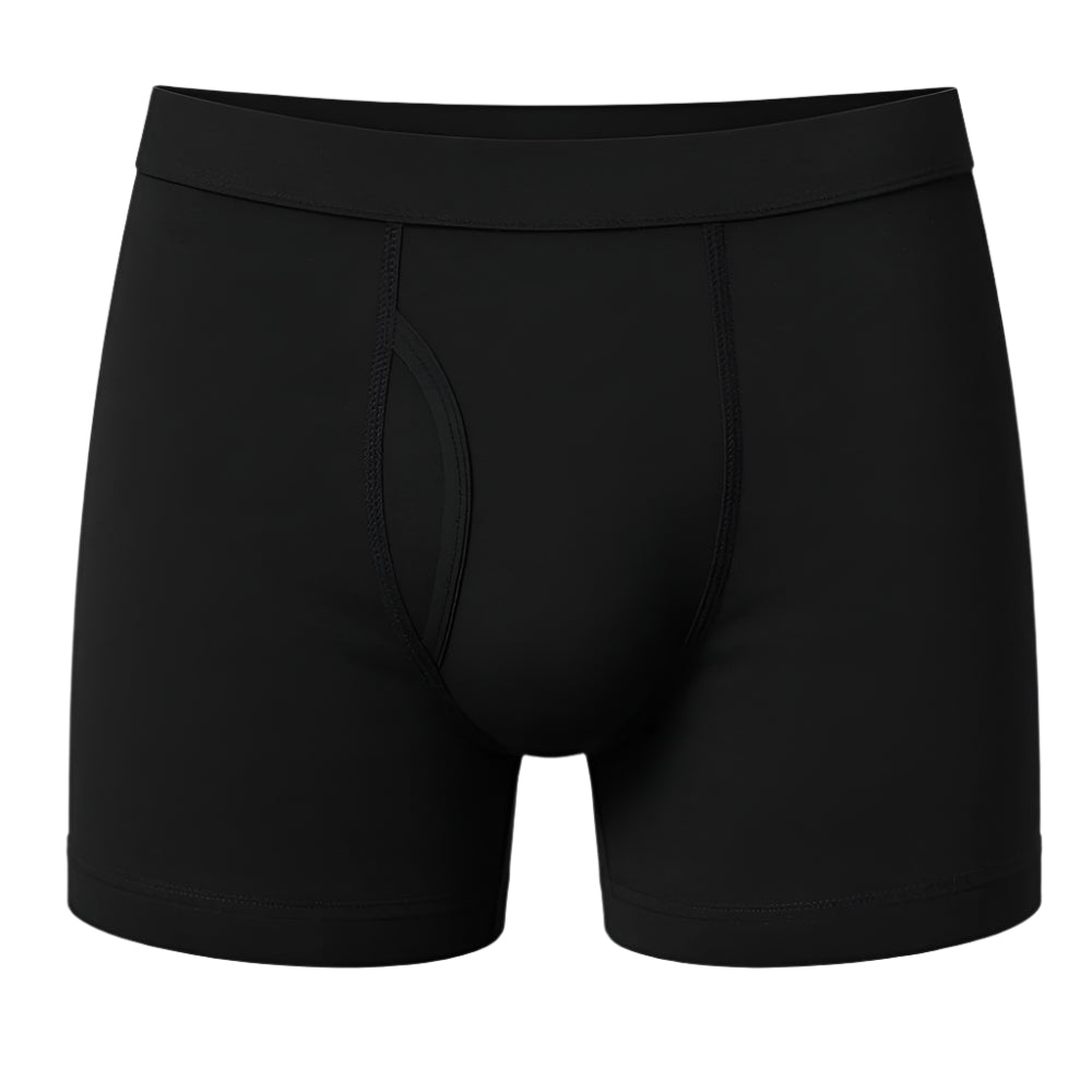 Black Cotton Boxer Briefs with tagless label and elastic waistband – 100% cotton