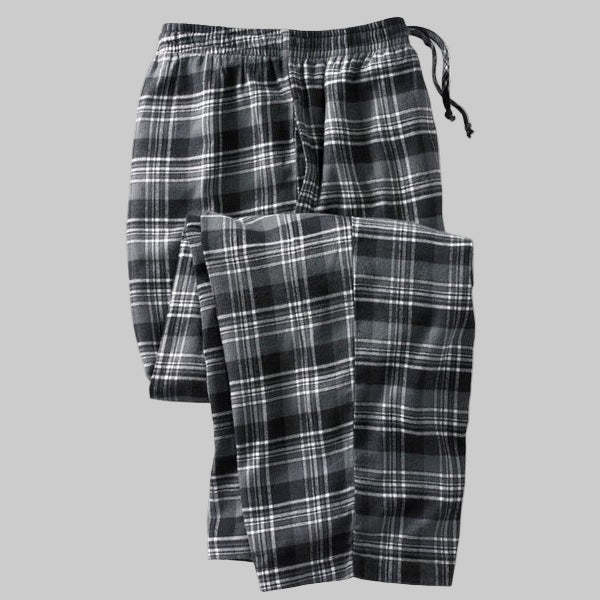 Black Flannel Plaid Pajama Pants in Brushed Cotton – Big & Tall Sizes