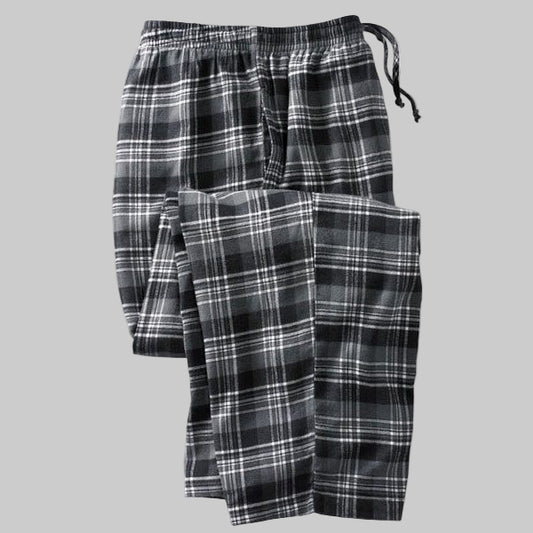 Black Flannel Plaid Pajama Pants in Brushed Cotton – Big & Tall Sizes