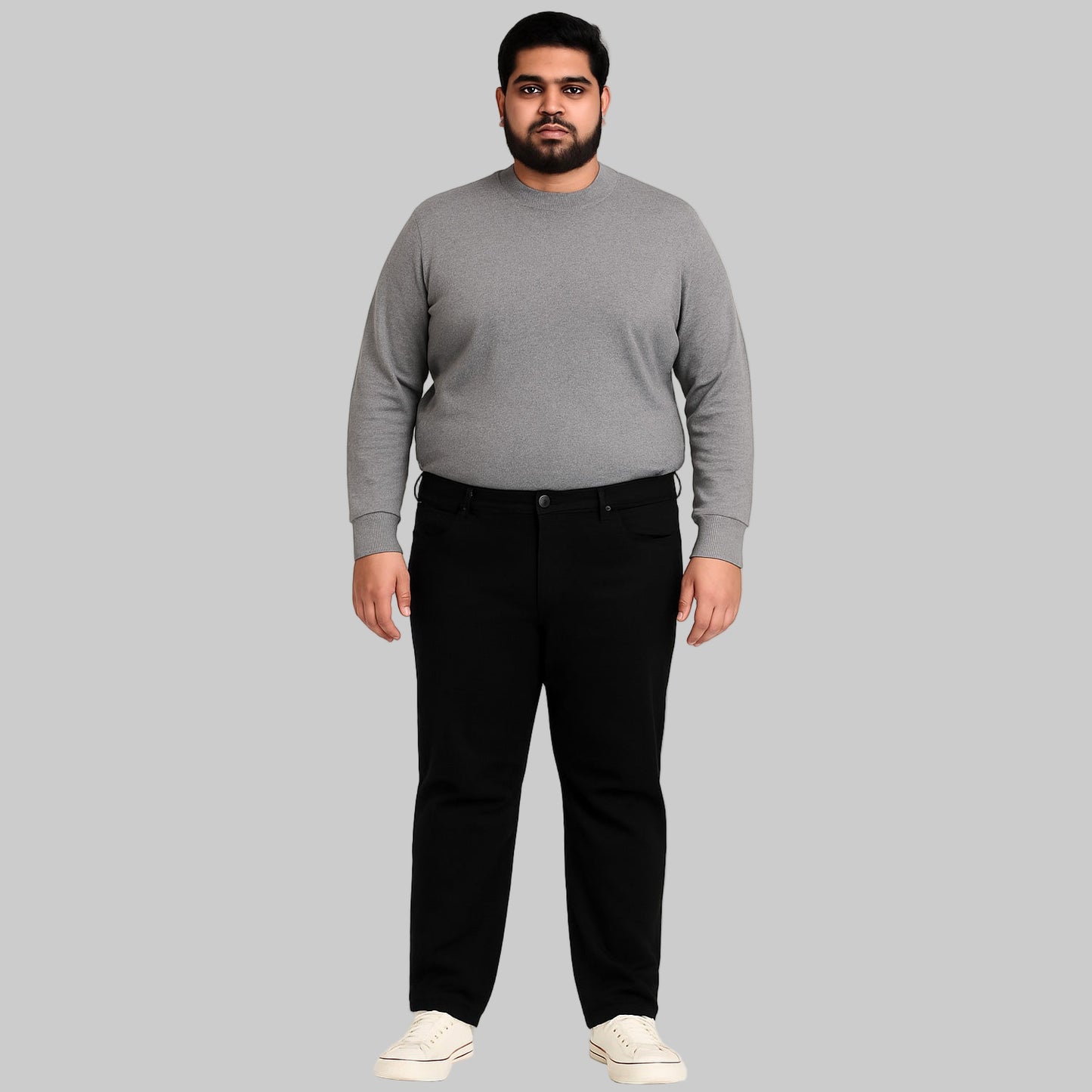 Black Flex Stretch Slim Fit Jeans for men, dark wash denim with stretch, straight leg, mid-rise waist, and slim fit style.