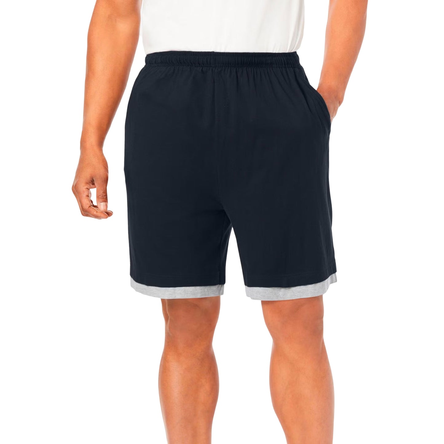 Black Hang-Down Lightweight Jersey Shorts with a relaxed fit and elastic waistband, made for comfort and casual style.