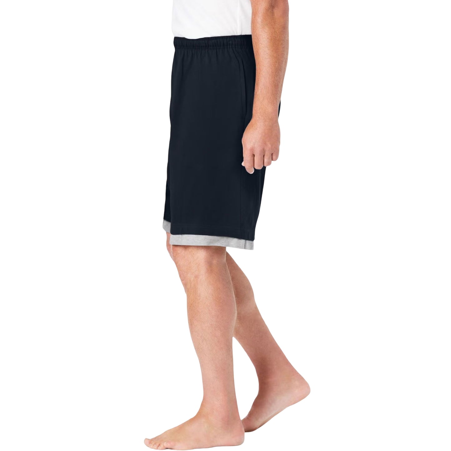 Black Hang-Down Lightweight Jersey Shorts with a relaxed fit and elastic waistband, made for comfort and casual style.