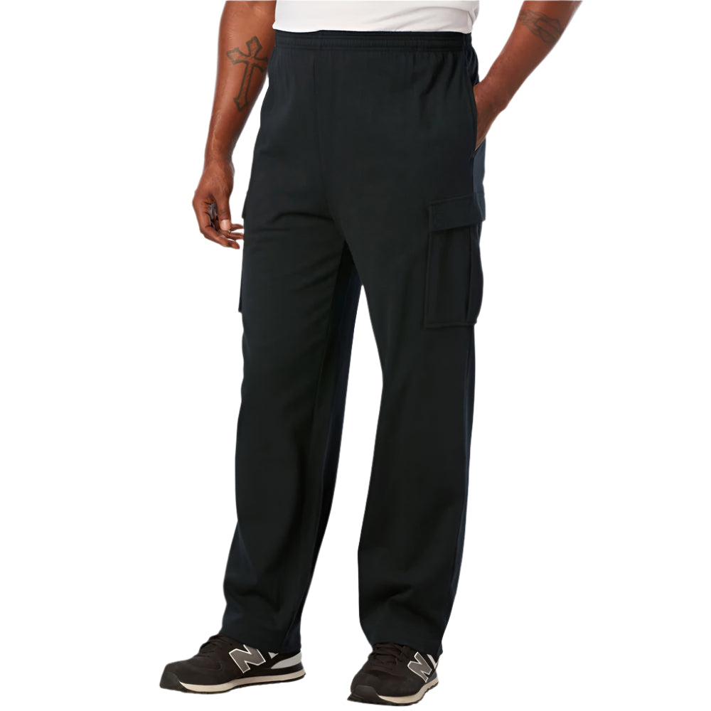 Black Jersey Big Size Cargo Trouser with Elastic Waist and Cargo Pockets – Relaxed Fit