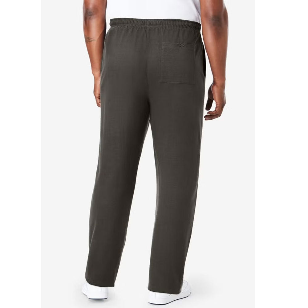 Black Olive Lightweight Cotton Jersey Open Bottom Pants with Drawstring Waist – Relaxed Fit