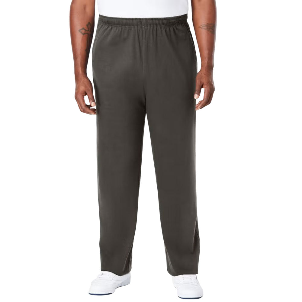 Black Olive Lightweight Cotton Jersey Open Bottom Pants with Drawstring Waist – Relaxed Fit