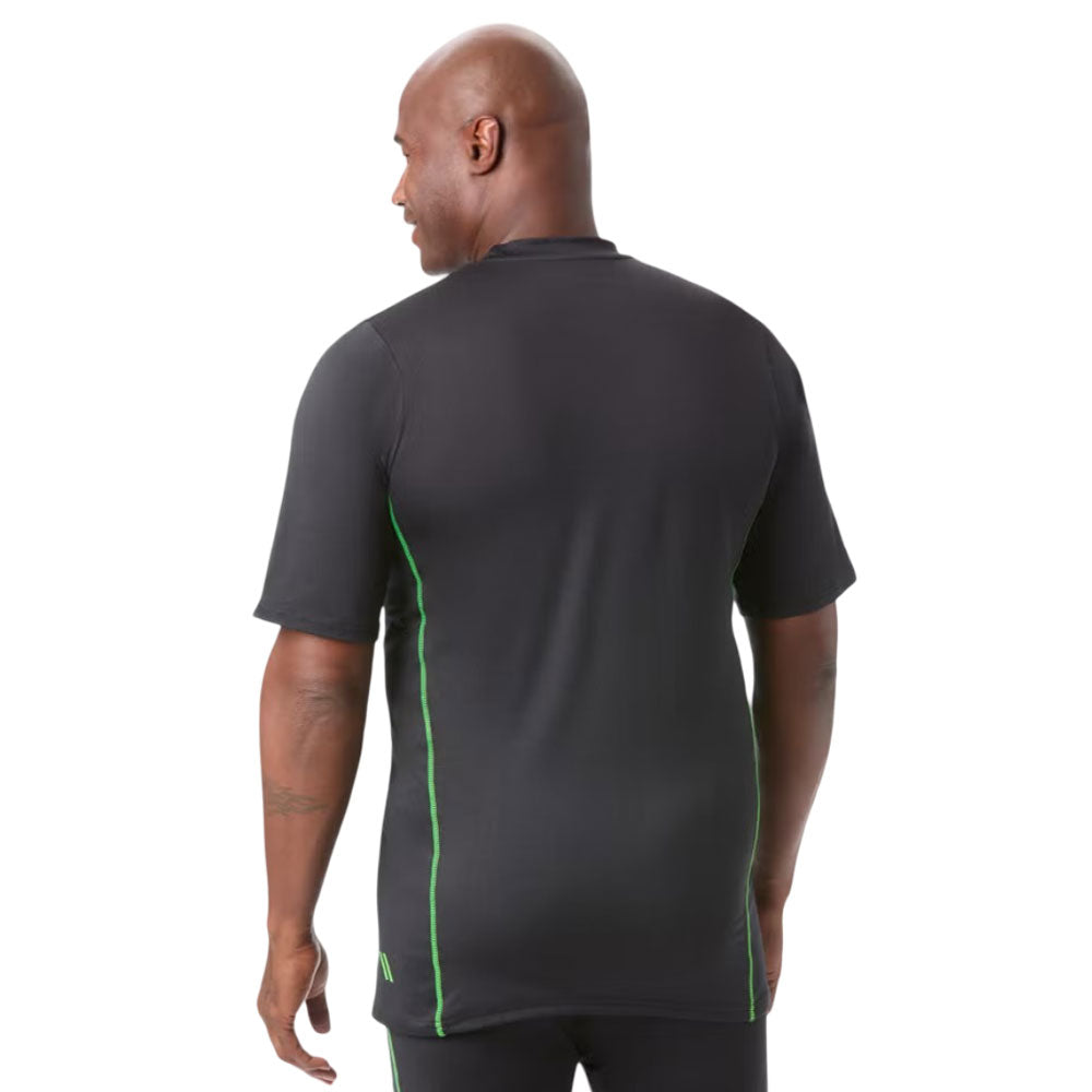 Black moisture-wicking crewneck T-shirt for big size men – relaxed fit, tagless, polyester fabric