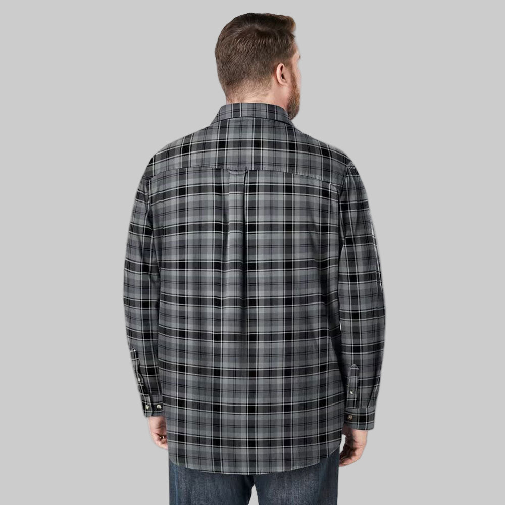 Black plaid holiday flannel shirt with chest pockets and soft cotton fabric in Big & Tall fit