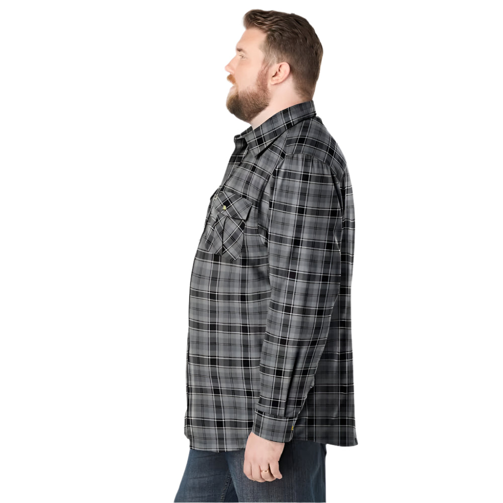 Black plaid holiday flannel shirt with chest pockets and soft cotton fabric in Big & Tall fit