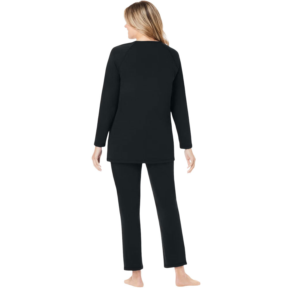Plus size 2-piece pure cotton pajama set with a raglan sleeve top and elastic-waist pants, ideal for lounging or sleeping.