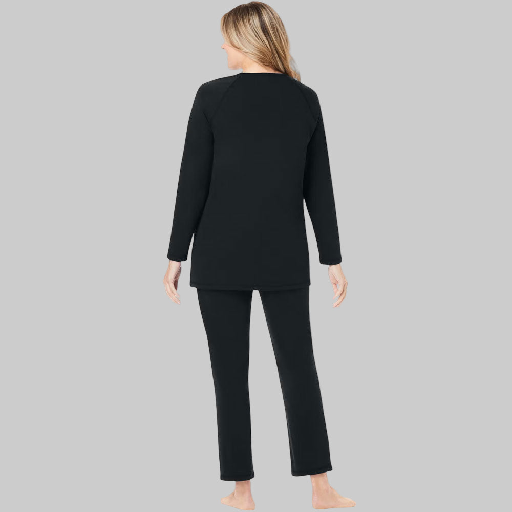 Plus size 2-piece pure cotton pajama set with a raglan sleeve top and elastic-waist pants, ideal for lounging or sleeping.