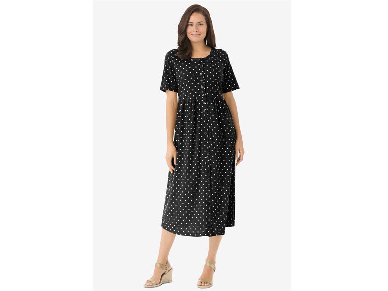 Plus Size Women Random Color Button-Front Essential Dress PSW-5744