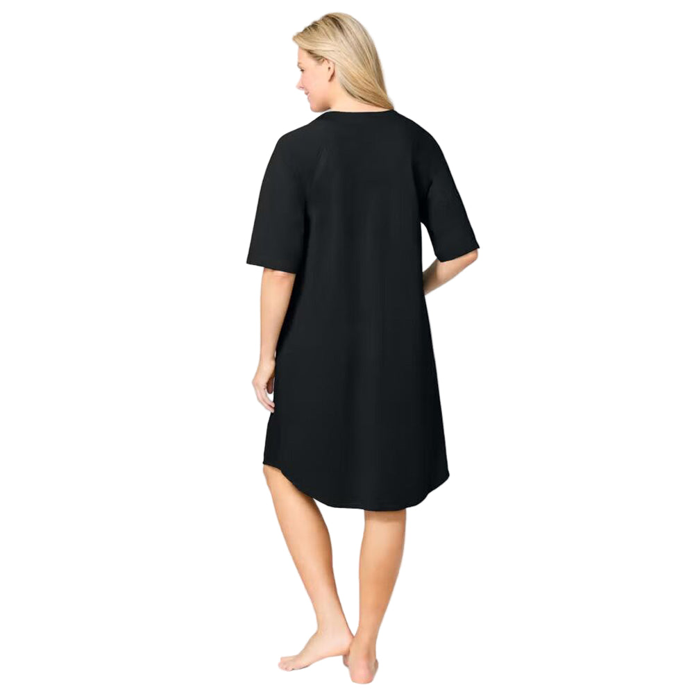 Flat-lay of Black French Terry Robe on neutral background