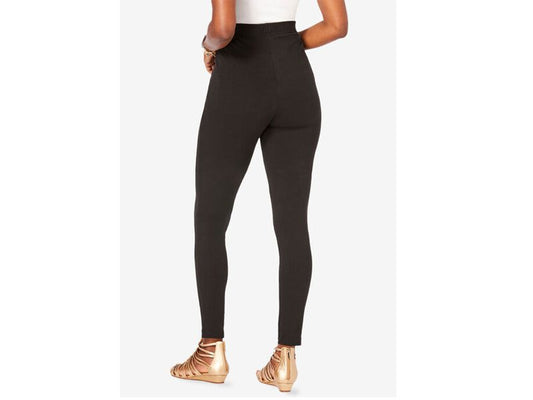 Black Stretch Cotton Plus Size Legging PSW-892