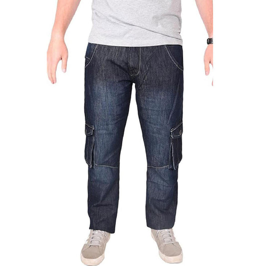 Black Wash Denim Straight Leg B Grade Cargo Jeans PSM-8881B