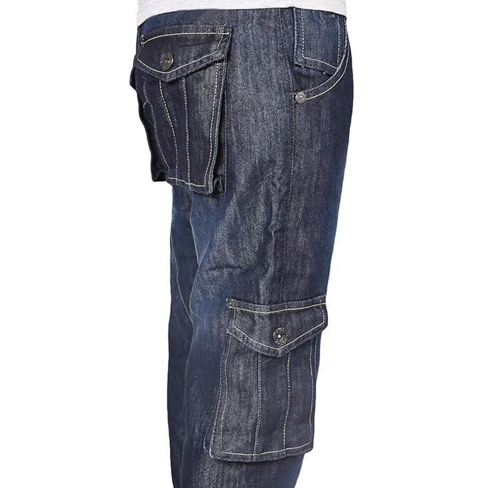 Black Wash Denim Straight Leg B Grade Cargo Jeans PSM-8881B