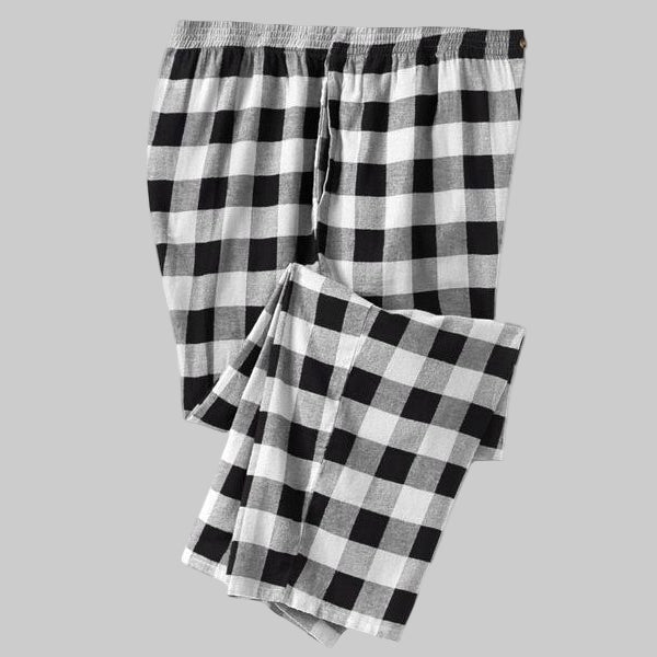 Black & White Buffalo Plaid Big & Tall Cotton Pajama Pants