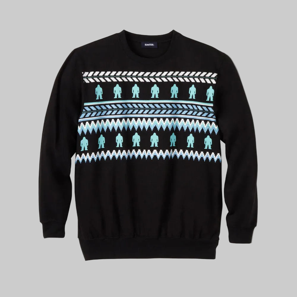 Black Yeti Fair Isle Graphic Fleece Sweatshirt PSM-7817