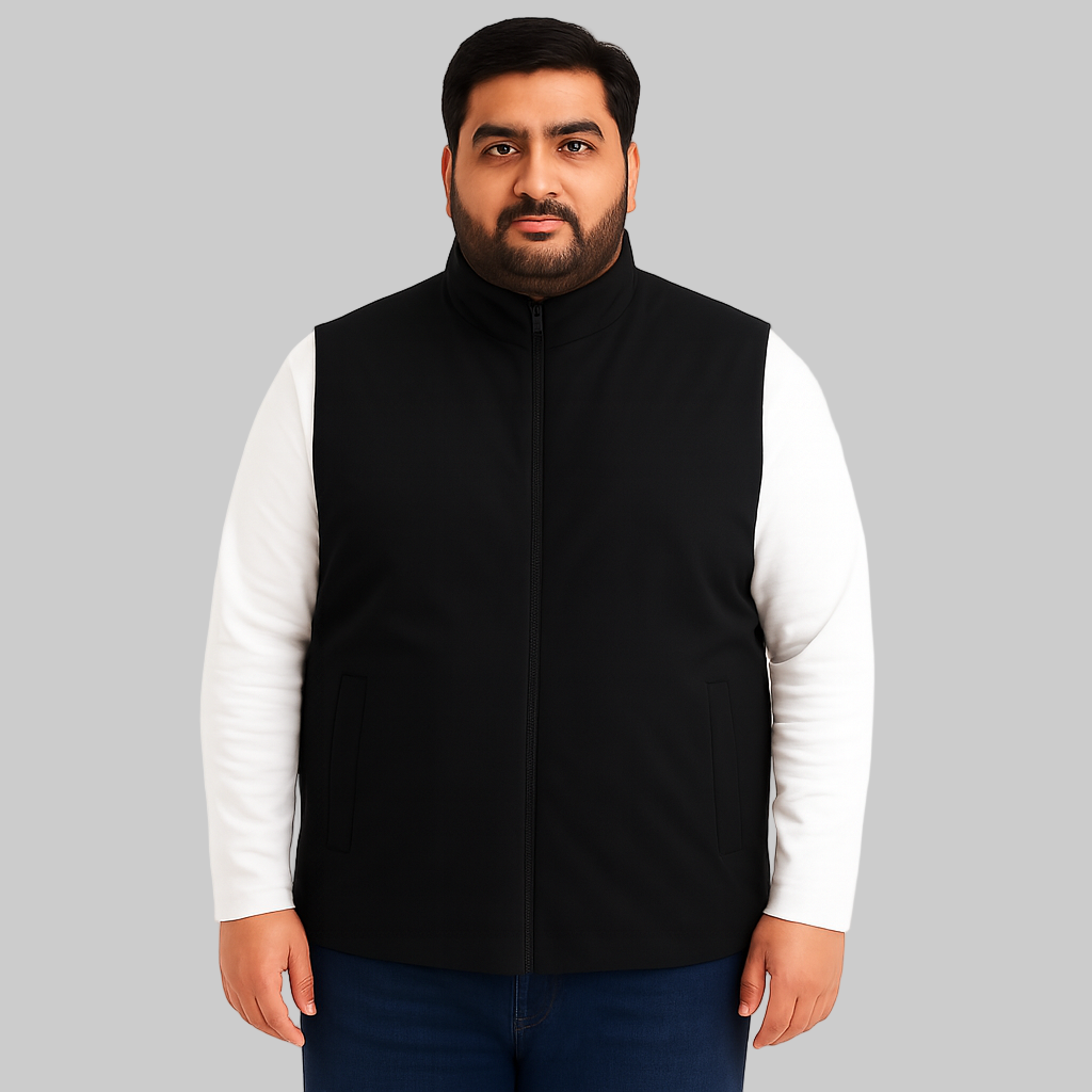 Black Plus-Size Sleeveless Puffer Jacket PSM-10002