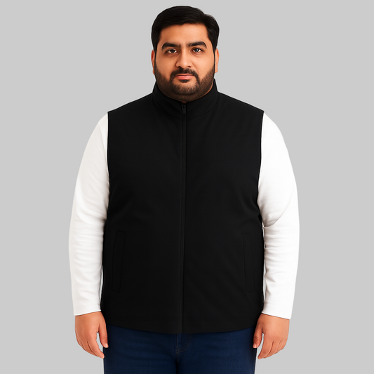Black Plus-Size Sleeveless Puffer Jacket PSM-10002