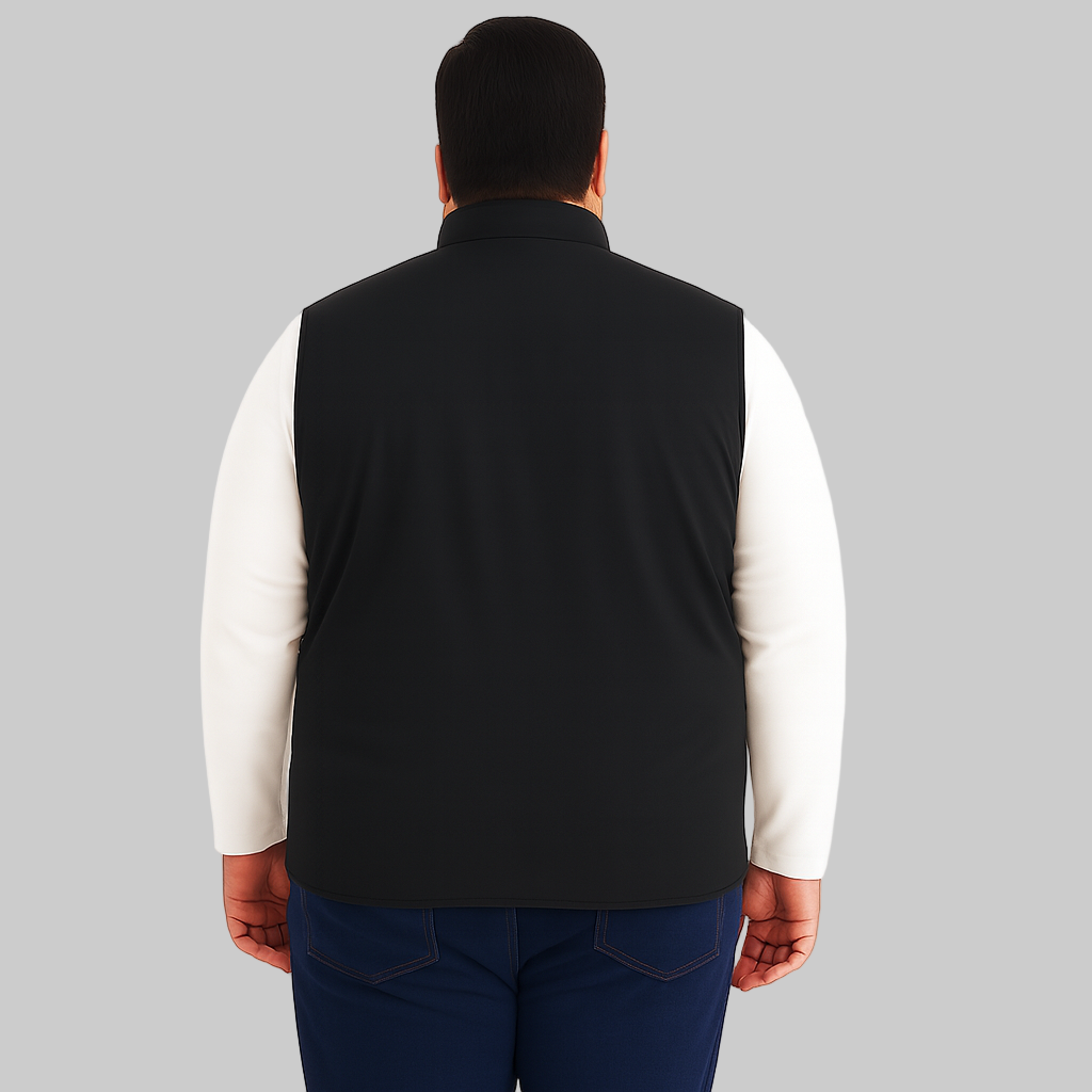 Black Plus-Size Sleeveless Puffer Jacket PSM-10002