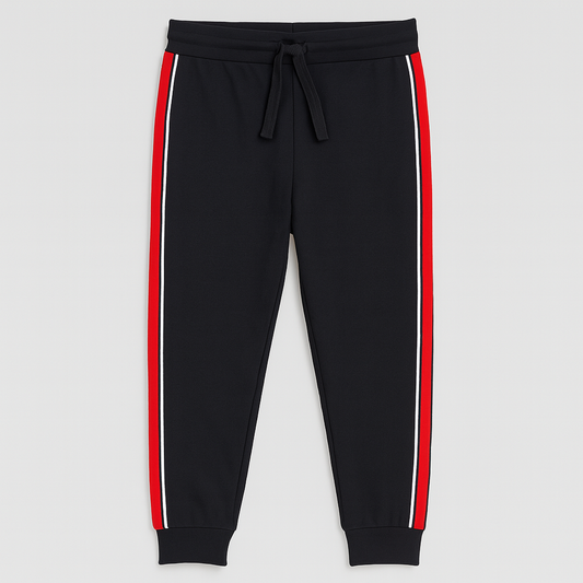 Classic Black Joggers with Red Side Stripes PSM-10130