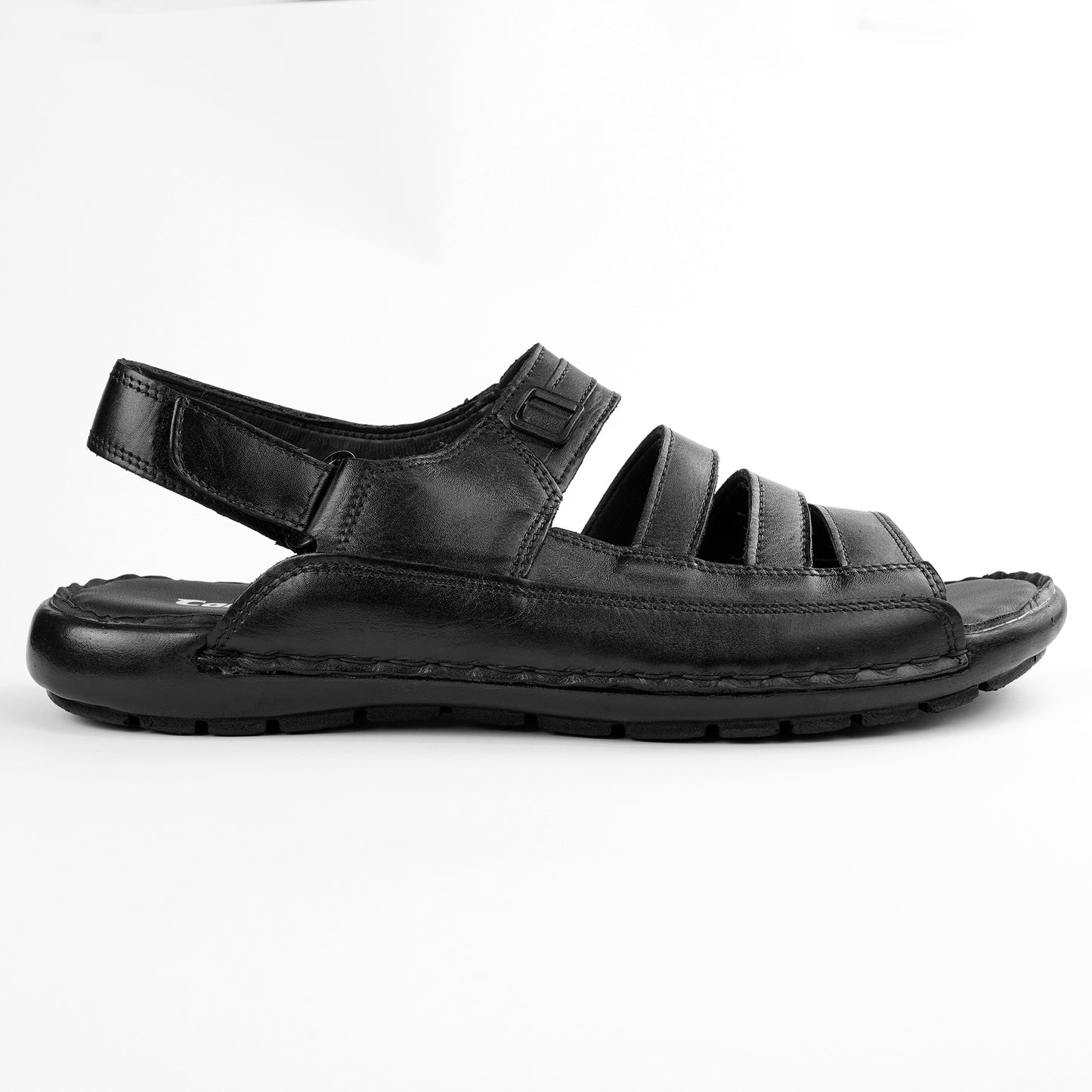 Black leather fisherman-style men’s comfort sandal with slingback – PlusSize.pk
