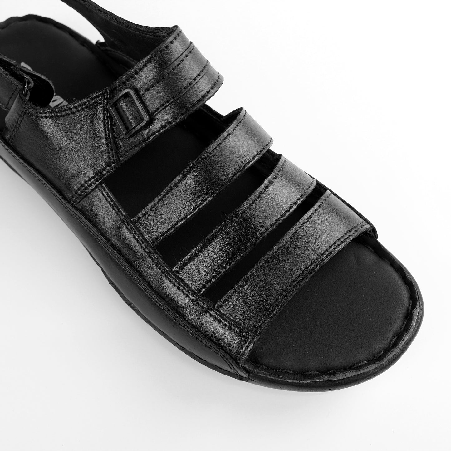 Black leather fisherman-style men’s comfort sandal with slingback – PlusSize.pk