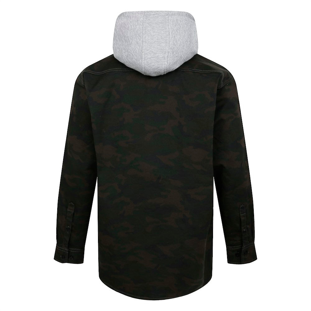Black Stone Twill Cotton Big & Tall Hooded Overshirt PSM-8866
