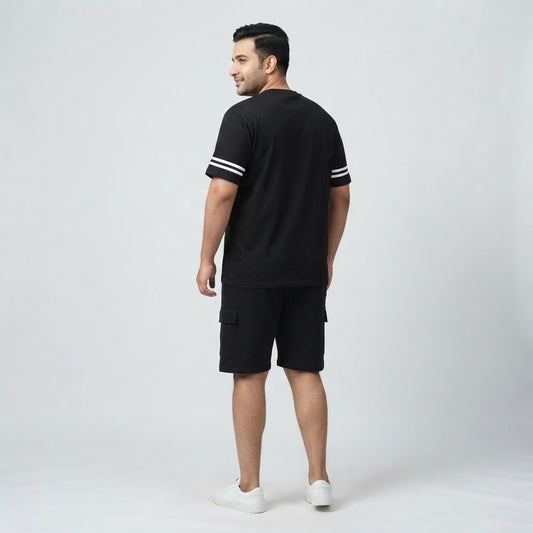 Black Destination Graphic Co-Ord Set made from 420 GSM Interlock Fabric