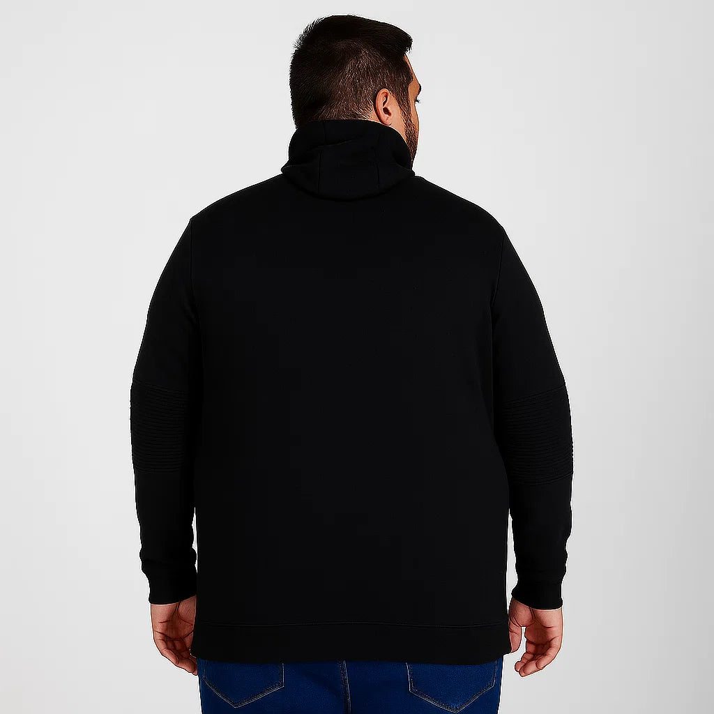 Black Fleece Pullover Cowl Neck Hoodie PSM-8816