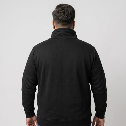 Black Fleece Pullover Cowl Neck Hoodie PSM-8816