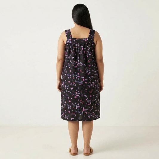 Black Floral Sleeveless Lounger | Plus Size - PSW-7302